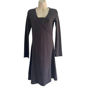 Horny Toad Womens Sz XS Brown Tomboy Faux Wrap Long Sleeve Casual Dress
